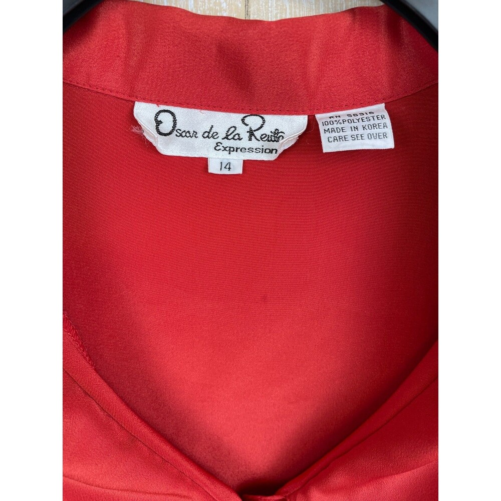 Vintage Oscar de la Renta Expressions Women's Red Blouse Size 14 - Picture 2 of 8
